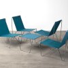 Verner Panton, Fritz Hansen, 4 Easy Chairs 3350 Bachelor + Stool 3152