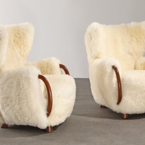 Viggo Boesen (attr.), 2 x high-back Lounge Chairs