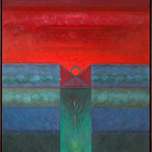 Om Prakash Sharma, On the Top of the Clouds, 1991/ 1992, Öl/ Leinwand, 122 x 86,5 cm