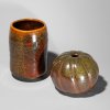 2 brown vases