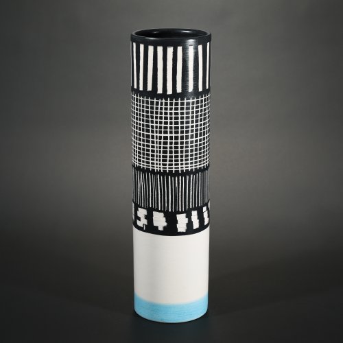 <<mit blauem streifen> >Limited, cylindrical vase from the Rocchetti series