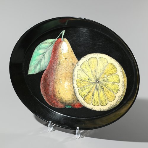 Oval tray with pear and lemon